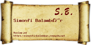 Simonfi Balambér névjegykártya